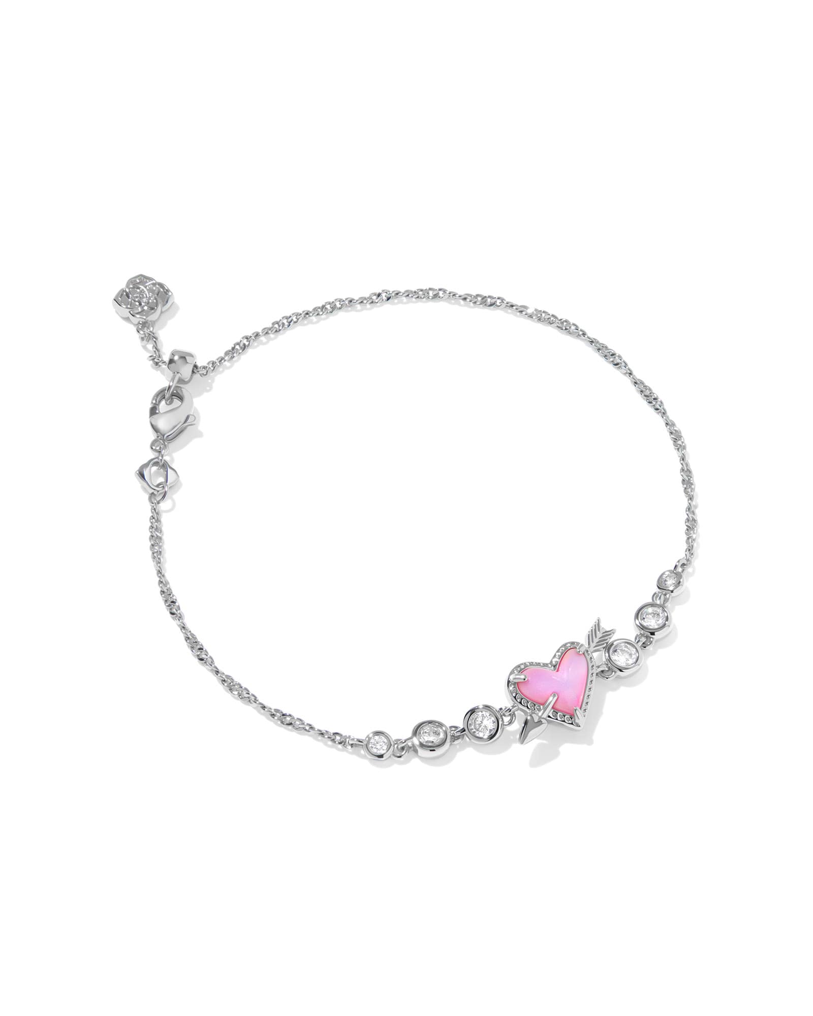 Kendra Scott Ari Heart Arrow Silver Tennis Bracelet | Opalescent Resin/Metal Rhodium