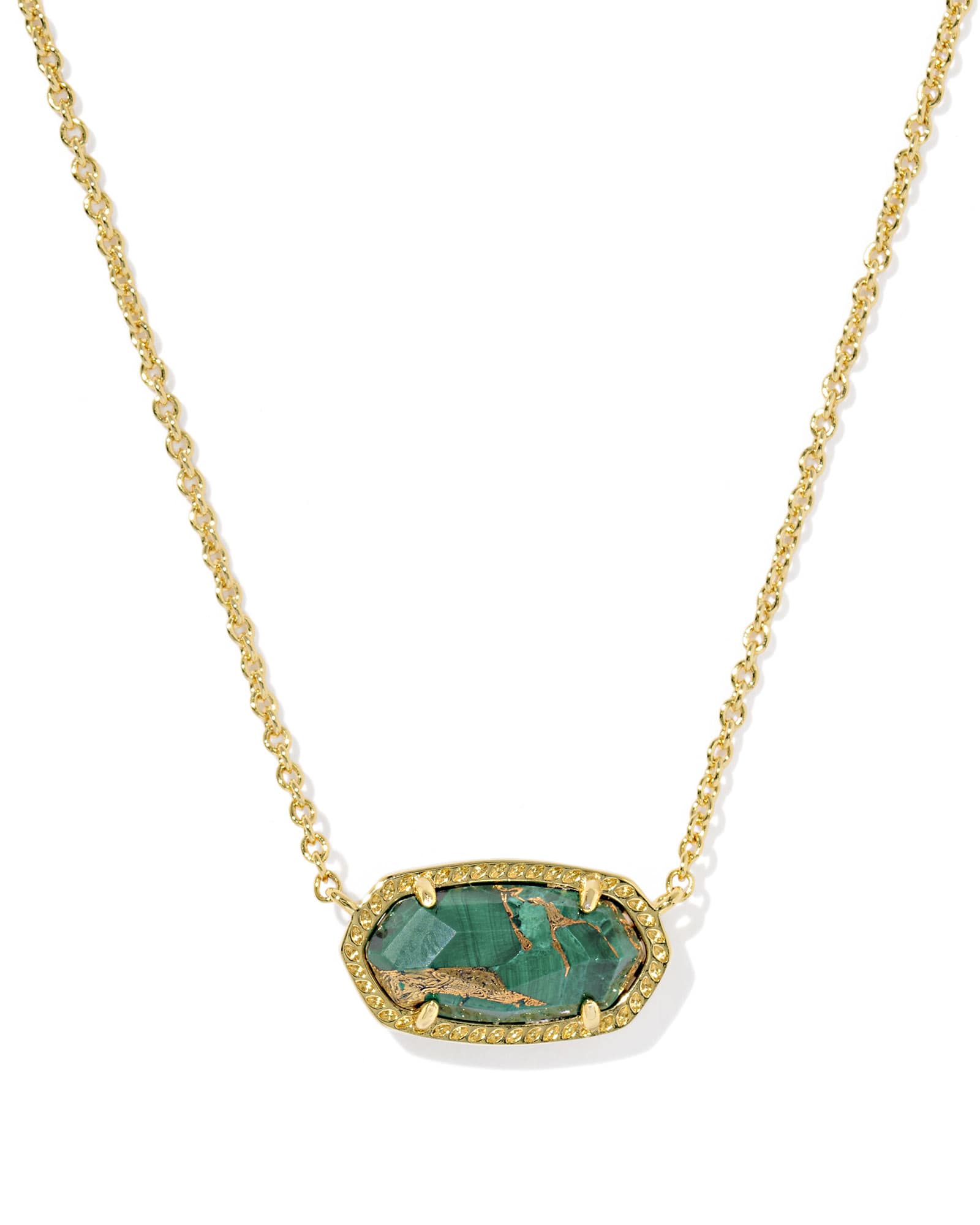 Kendra Scott Elisa Gold Short Pendant Necklace | Malachite