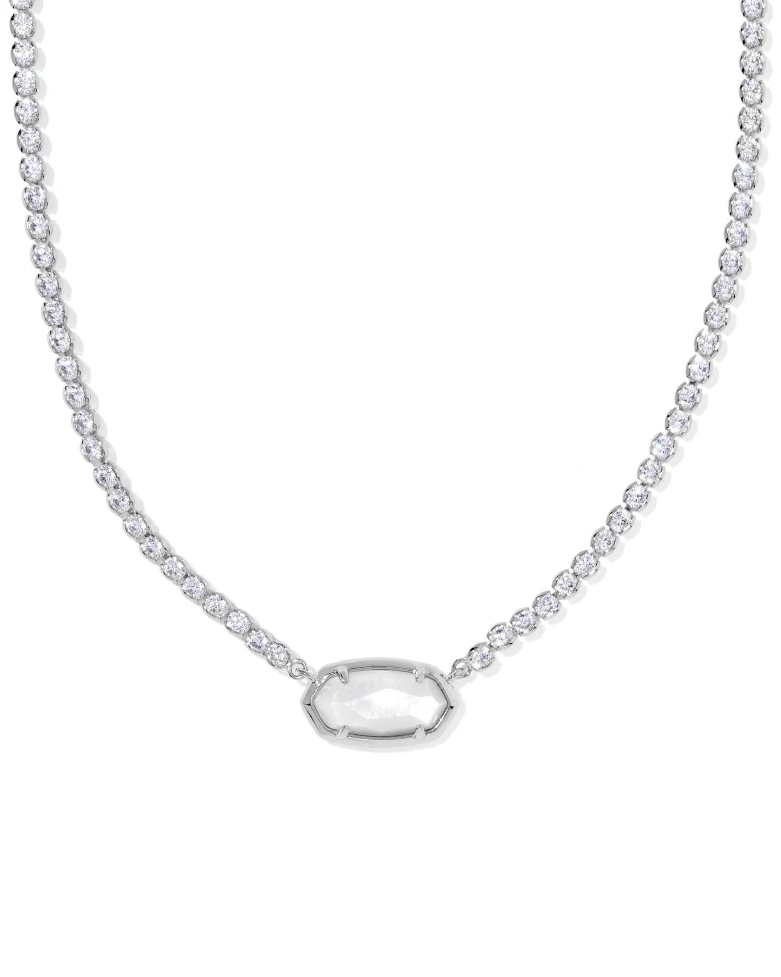 Kendra Scott Elisa Silver Tennis Necklace | Mother Of Pearl/Metal Rhodium