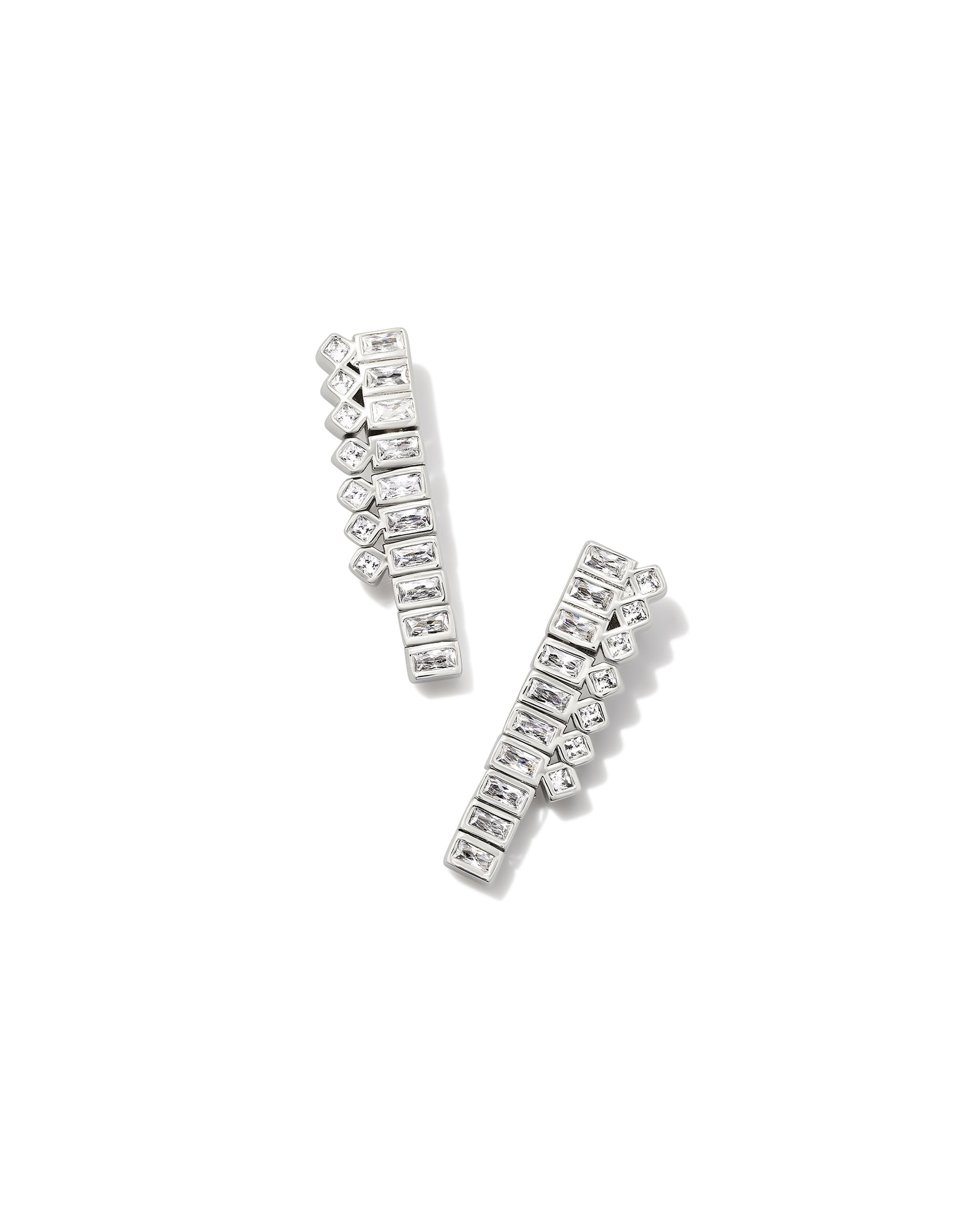 Kendra Scott Gracie Silver Tennis Linear Earrings in White CZ | Crystal/Metal Rhodium