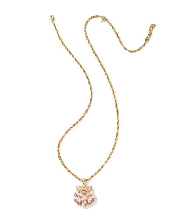 Lucia Shell Vintage Gold Short Pendant Necklace