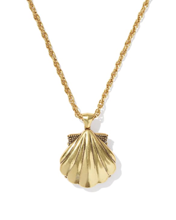 Lucia Shell Vintage Gold Short Pendant Necklace