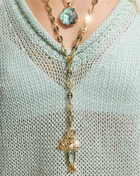 Parker Fish Gold Long Charm Necklace