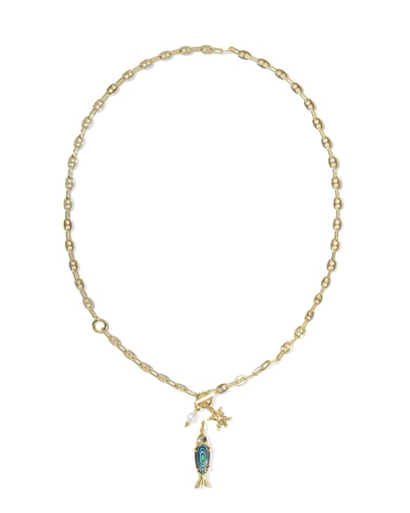 Parker Fish Gold Long Charm Necklace